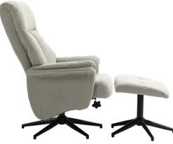 Sessel mit Hocker INA beige-grau