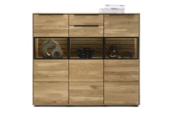 set one by Musterring Highboard JACKSON 150 x 130 cm Eiche massiv/Korpus Eiche furniert