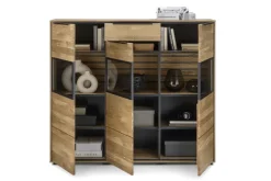 set one by Musterring Highboard JACKSON 150 x 130 cm Eiche massiv/Korpus Eiche furniert