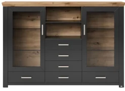 set one by Musterring Highboard YORK 56 anthrazit /Eiche Artisan