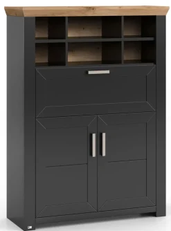 set one by Musterring Highboard YORK 15 105x143 cm anthrazit /Eiche Artisan Dekor