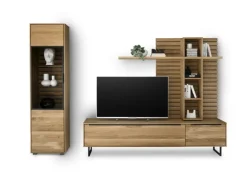 set one by Musterring Lowboard Jackson 210 x 51 cm Eiche massiv/Eiche furniert