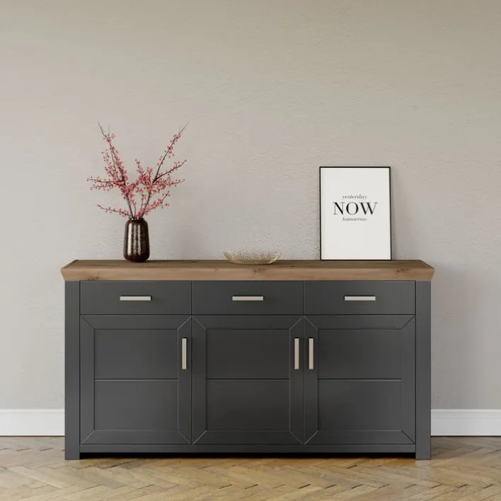 set one by Musterring Sideboard YORK 52 anthrazit /Eiche Artisan