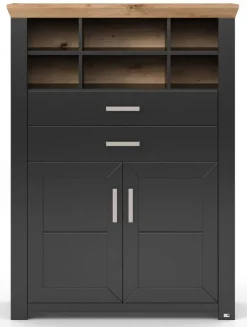 set one by Musterring Vitrine YORK 16 anthrazit /Eiche Artisan