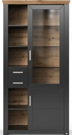 set one by Musterring Vitrine YORK 06 anthrazit /Eiche Artisan