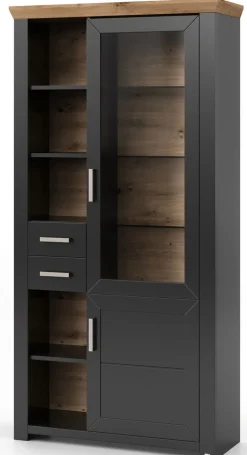 set one by Musterring Vitrine YORK 06 anthrazit /Eiche Artisan