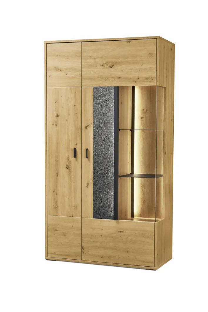 set one by Musterring Vitrine DELTONA 94x171 cm Eiche Artisan Dekor / Sandstein