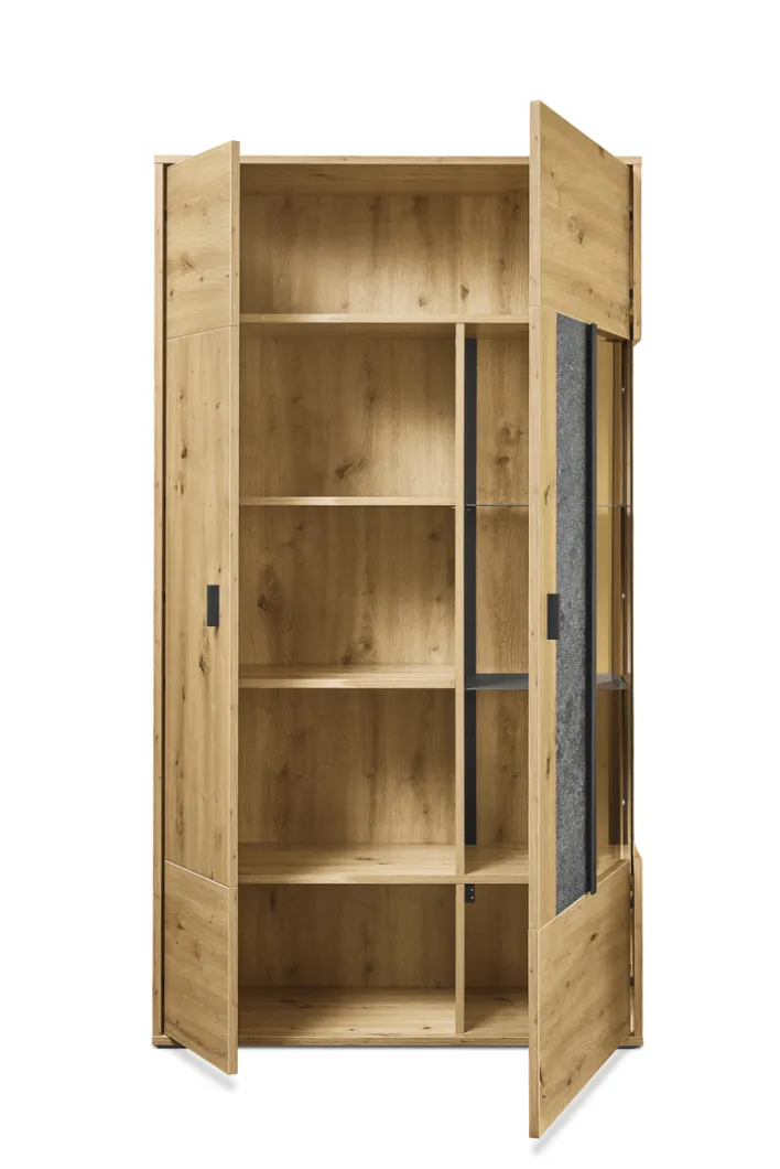 set one by Musterring Vitrine DELTONA 94x171 cm Eiche Artisan Dekor / Sandstein