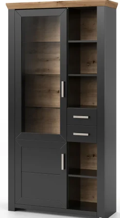 set one by Musterring Vitrine YORK 05 anthrazit /Eiche Artisan