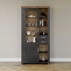 set one by Musterring Vitrine YORK 05 anthrazit /Eiche Artisan