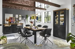 set one by Musterring Vitrine YORK 18 105x207 cm anthrazit /Eiche Artisan