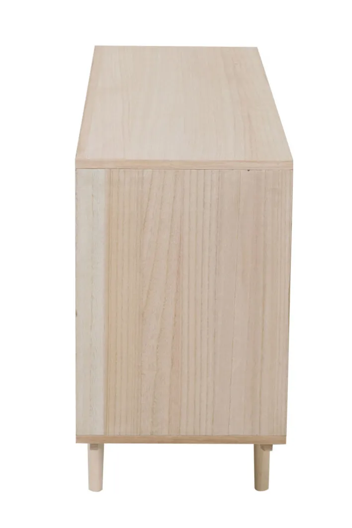 Sideboard 100 x 65 cm Braun/ Rattan