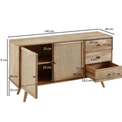 Sideboard 140 x 75 cm Mango massiv