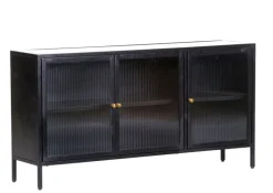 Sideboard 140 x 72 cm Platte Marmor weiß/Türfront Strukturglas