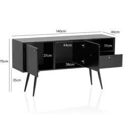 Sideboard 140 x 75 cm schwarz matt