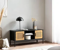 Sideboard 110 x 48 cm Schwarz matt/Braun