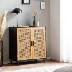 Sideboard 80 x 87 cm schwarz/braun