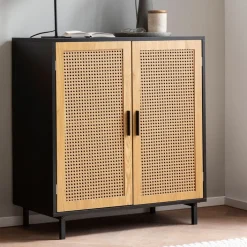 Sideboard 80 x 87 cm schwarz/braun