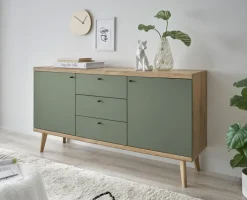 Sideboard ALVA 160 x 83 cm Salbeifarbig/braun