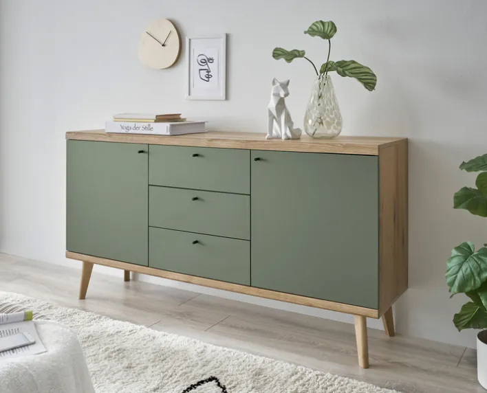 Sideboard ALVA 160 x 83 cm Salbeifarbig/braun