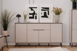 Sideboard ARONA 175 x 90 cm sandfarben/schwarz