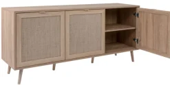Sideboard BALI 150 x 71 cm Sonoma Eiche/ Rafia Geflecht