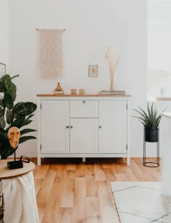 Sideboard BERGEN 120 x 90 cm weiß/Artisan Oak-Dekor