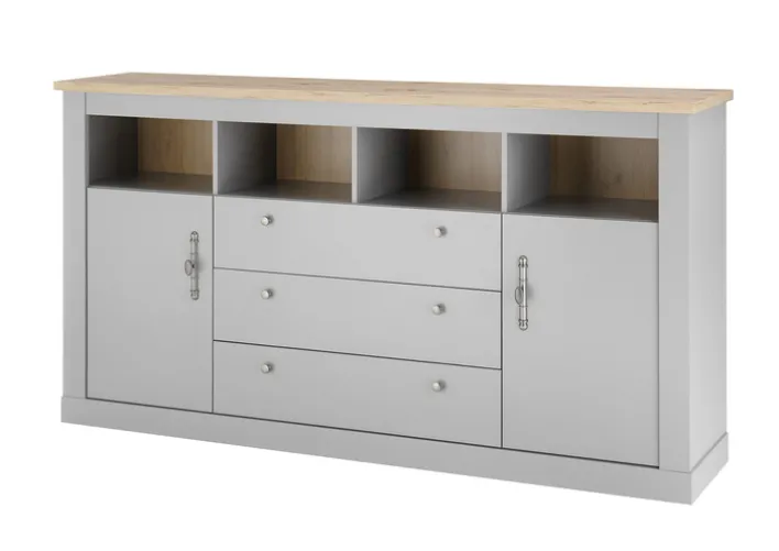 Sideboard CHAMBORD 198 x 104 x 44 cm hellgrau/braun