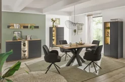 Sideboard COMO 159 x 90 cm Anthrazit matt Lack/Asteiche-Dekor