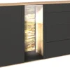Sideboard COMO 169 x 90 cm Anthrazit matt Lack/Asteiche-Dekor