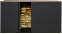 Sideboard COMO 169 x 90 cm Anthrazit matt Lack/Asteiche-Dekor