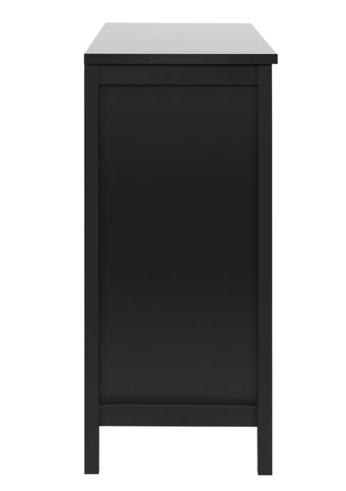 Sideboard CORDOBA 110 x 90 cm schwarz / Geflecht Nobel