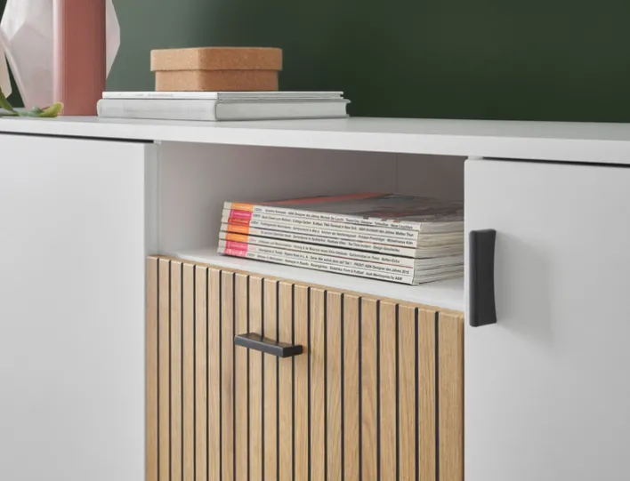 Sideboard HUDSON 200 x 80 cm weiß/braun