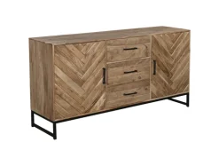 Sideboard LUANDA 160 x 80 cm Akazie massiv natur/schwarz