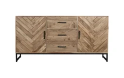 Sideboard LUANDA 160 x 80 cm Akazie massiv natur/schwarz