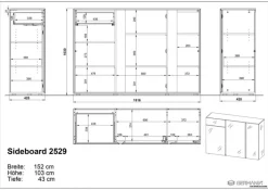 Sideboard MATZ 152 x 103 cm weiß