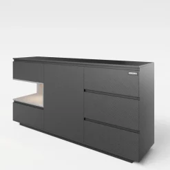 Sideboard MINECRAFT 160 cm schwarz/ grau