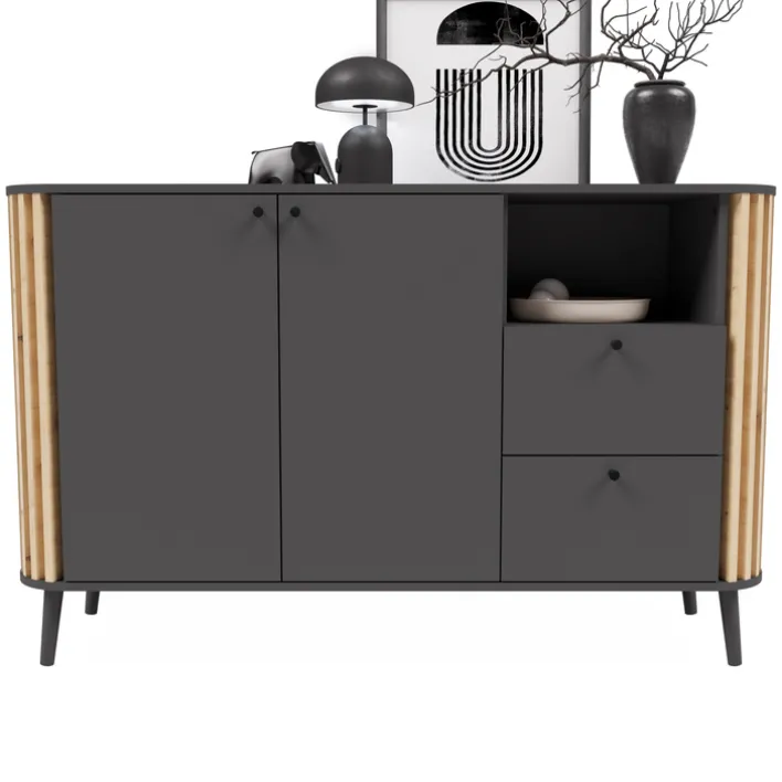 Sideboard PURE 138 x 88 cm grau-Dekor/Eiche-Dekor