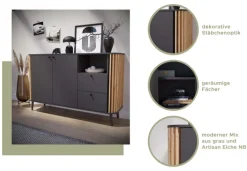 Sideboard PURE 138 x 88 cm grau-Dekor/Eiche-Dekor
