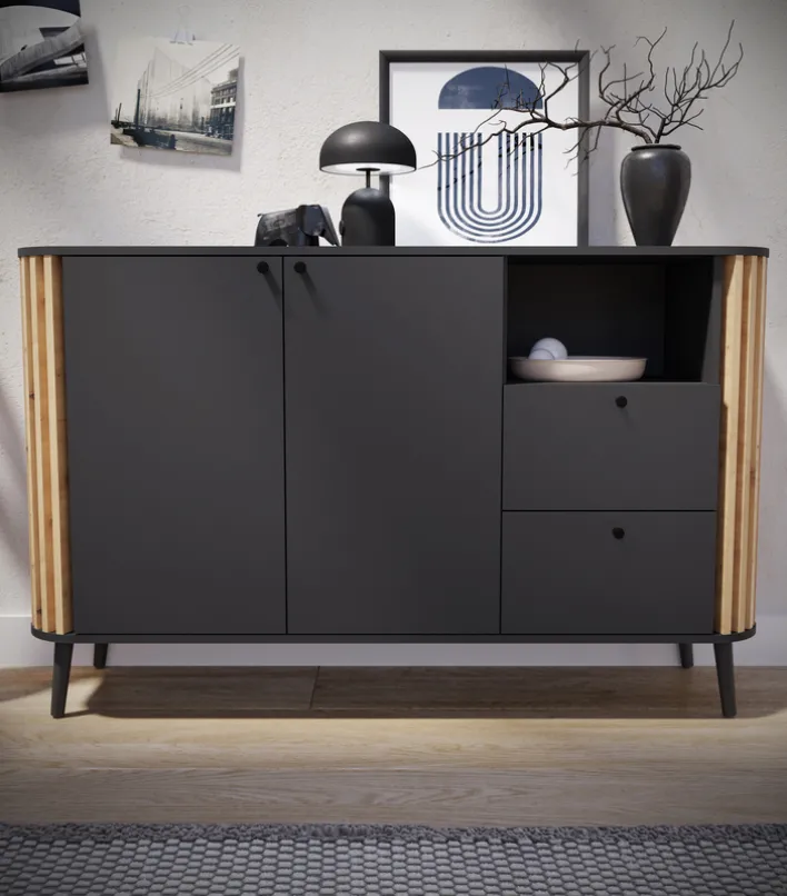 Sideboard PURE 138 x 88 cm grau-Dekor/Eiche-Dekor