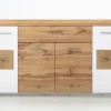 Sideboard RAMIRA 164x87 cm Weiß supermatt / Eiche Nachbildung