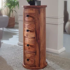 Sideboard rund 85 x 35 cm Sheesham Massivholz