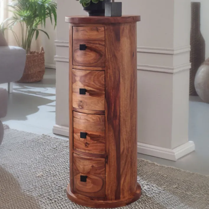 Sideboard rund 85 x 35 cm Sheesham Massivholz
