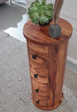Sideboard rund 85 x 35 cm Sheesham Massivholz