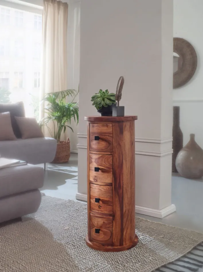 Sideboard rund 85 x 35 cm Sheesham Massivholz