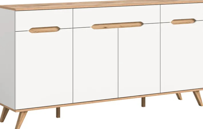 Sideboard SCANDI 185x95x40 cm Weiß Braun Nox Oak Nachbildung