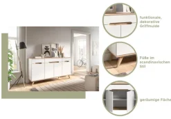 Sideboard SCANDI 185x95x40 cm Weiß Braun Nox Oak Nachbildung
