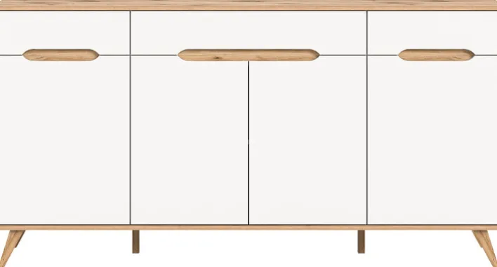 Sideboard SCANDI 185x95x40 cm Weiß Braun Nox Oak Nachbildung