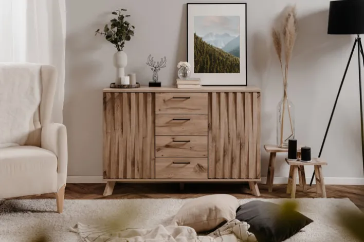 Sideboard WELLINGTON 126,5 x 85 cm Schwedeneiche