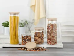 SIMAX Vorratsglas mit Holzdeckel 900 ml Sicherheitsglas transparent